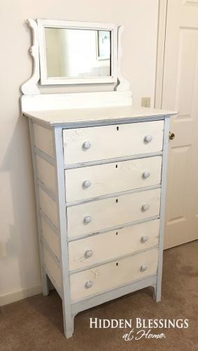 Antique Blue White Chest of Drawers
